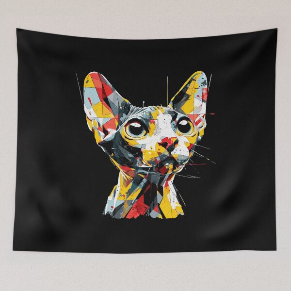 Item preview, Abstract Geometric Sphynx Cat Head Art designed and sold by Dmo3HarkoArt.