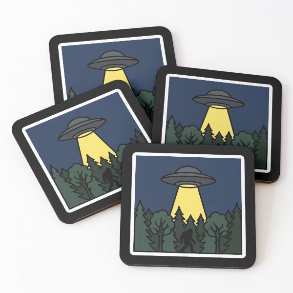 Item preview, UFO Over The Forest Bold Cryptid Illustration designed and sold by Oommen Studio .
