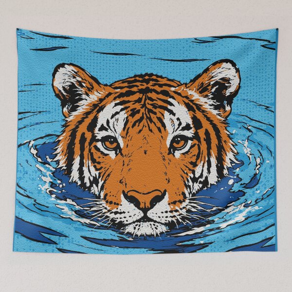 Item preview, Tiger in the Water – Pop Art Wildlife Portrait designed and sold by RamyGallery.