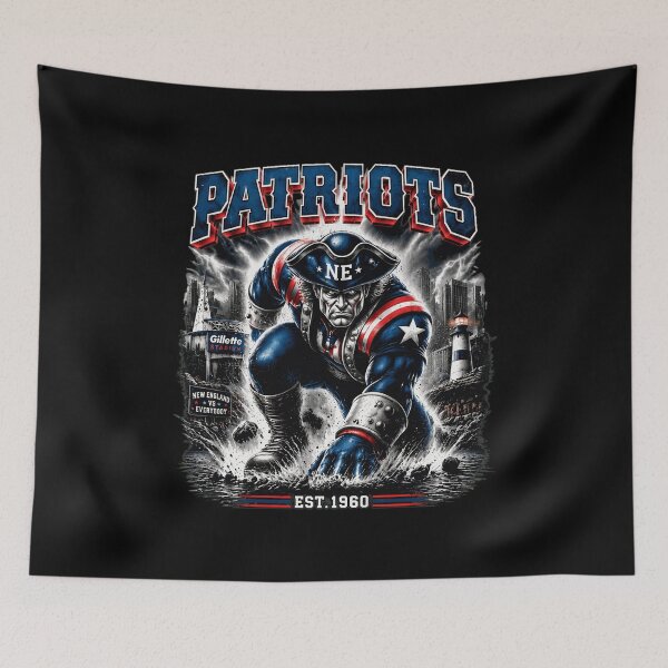 Item preview, New England Patriots Revolutionary Warrior 1960 Retro Football Graphic Tee designed and sold by Creative Print Studio LLC.