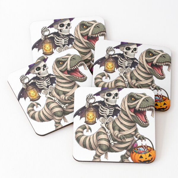 Item preview, Skeleton Riding Mummy Dinosaur – Funny Halloween Design designed and sold by BackTWO.