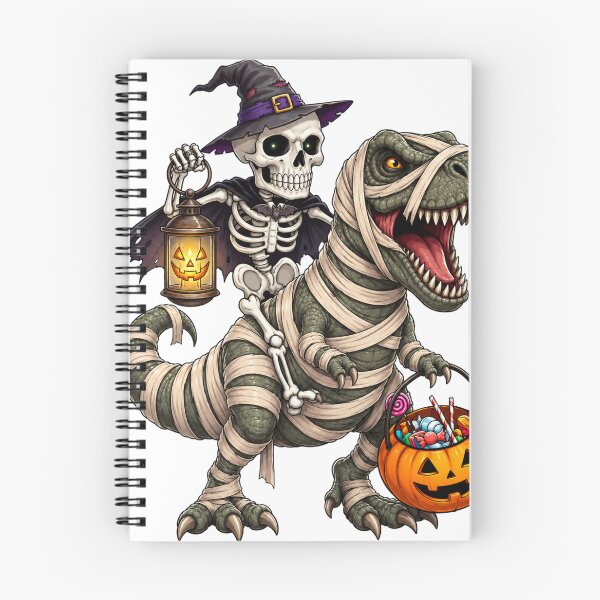 Item preview, Skeleton Riding Mummy Dinosaur – Funny Halloween Design designed and sold by BackTWO.