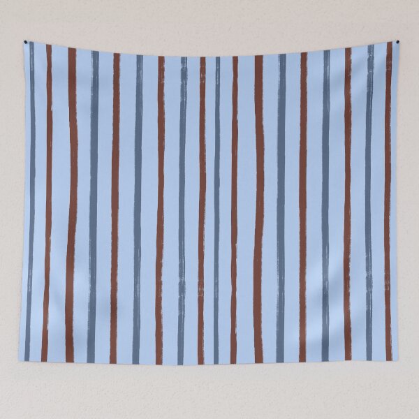 Item preview, Blue with Brown and Dark Blue Brush Stroke Stripes Pattern designed and sold by OneThreeSix.