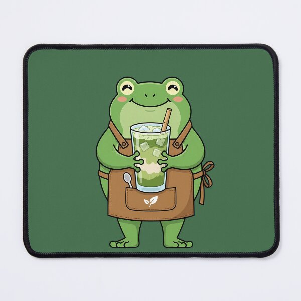 Item preview, Iced Matcha Frog Barista Cozy Cafe Drink designed and sold by DripCultureLab.