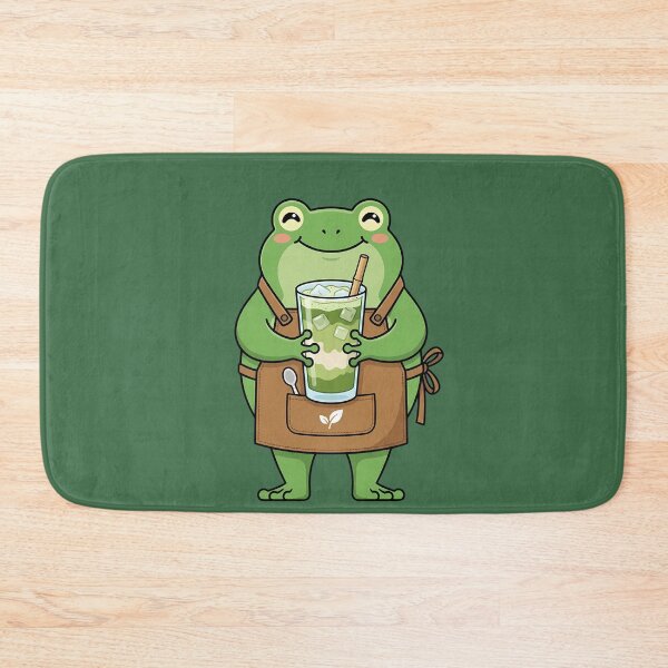 Item preview, Iced Matcha Frog Barista Cozy Cafe Drink designed and sold by DripCultureLab.