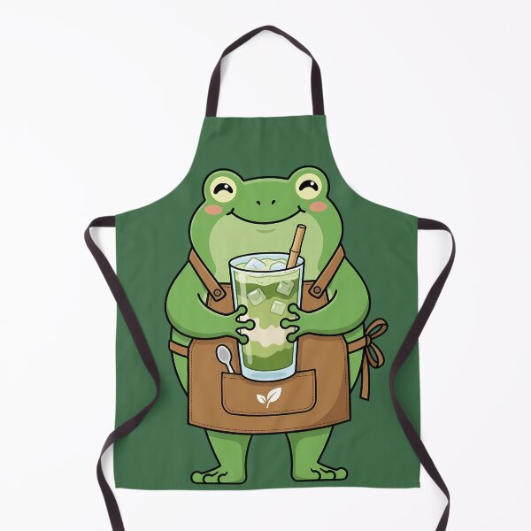 Item preview, Iced Matcha Frog Barista Cozy Cafe Drink designed and sold by DripCultureLab.