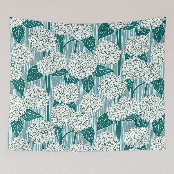 Item preview, hydrangea viridian turquoise blue designed and sold by scrummy.