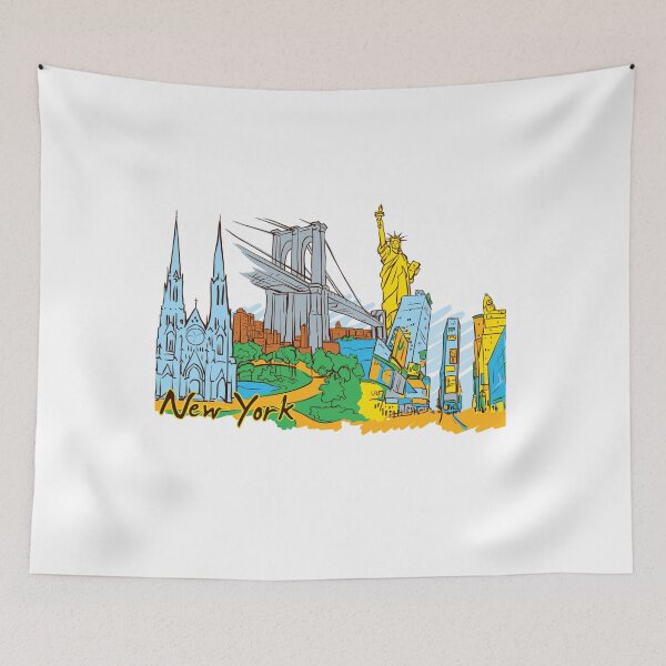 Item preview, New York City Skyline Sketch – Iconic Landmarks T-Shirt designed and sold by Selina2020.