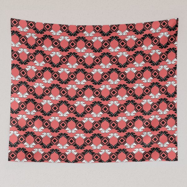 Item preview, Knights Chess Pattern on Coral Red designed and sold by Pinkdeer Designs.