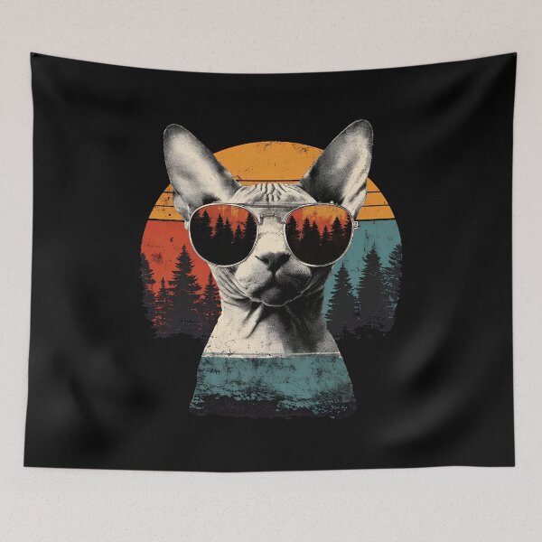Item preview, Sphynx Cat Retro Sunset Forest Sunglasses designed and sold by Dmo3HarkoArt.