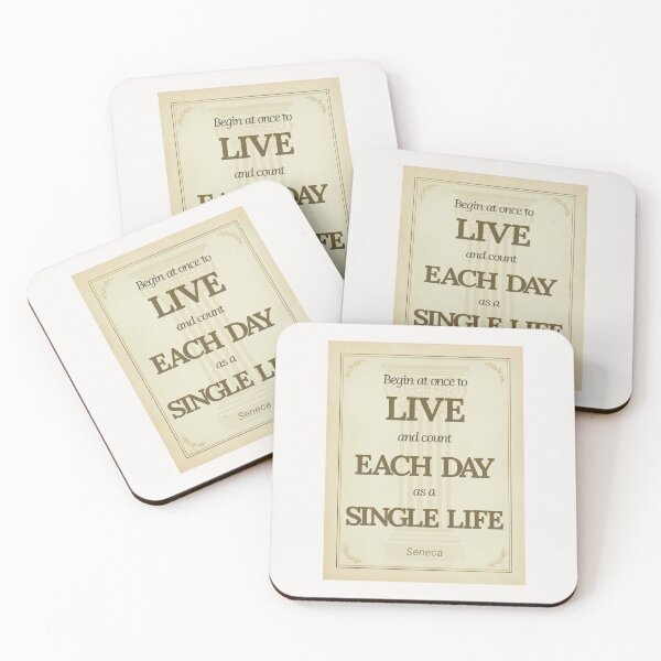 Item preview, Begin at Once to Live - Seneca - Elegant Script Stoic Quote - Black and Gold Version designed and sold by Stoic Core.