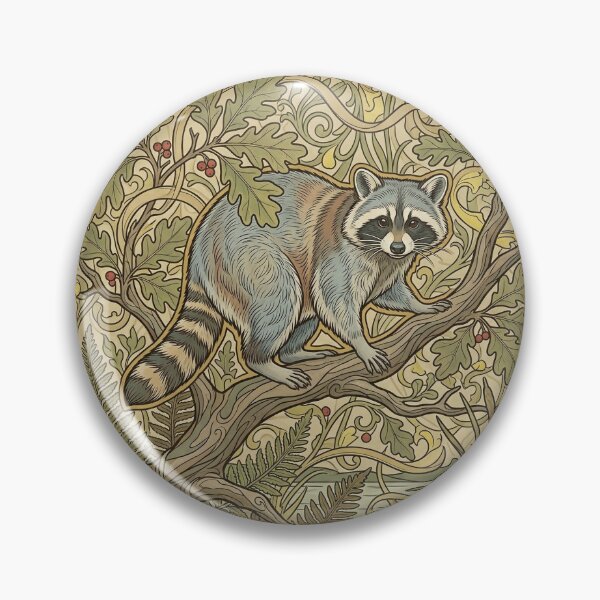 Item preview, Art Nouveau Raccoon Procyon Lotor Vintage Botanical Forest Wildlife Graphic Print designed and sold by FreiherrPK.