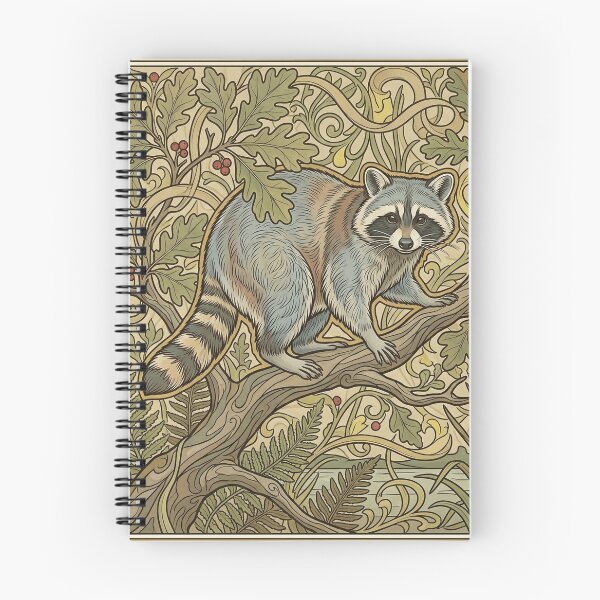 Item preview, Art Nouveau Raccoon Procyon Lotor Vintage Botanical Forest Wildlife Graphic Print designed and sold by FreiherrPK.