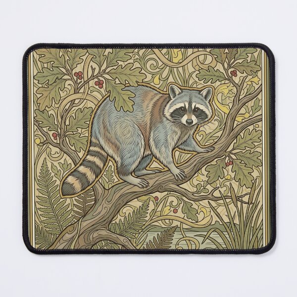 Item preview, Art Nouveau Raccoon Procyon Lotor Vintage Botanical Forest Wildlife Graphic Print designed and sold by FreiherrPK.