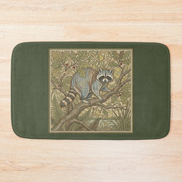 Item preview, Art Nouveau Raccoon Procyon Lotor Vintage Botanical Forest Wildlife Graphic Print designed and sold by FreiherrPK.