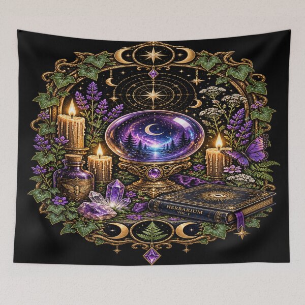Item preview, Mystic Moon Herbarium Witchcore Crystal Ball designed and sold by LosthopeCreations.