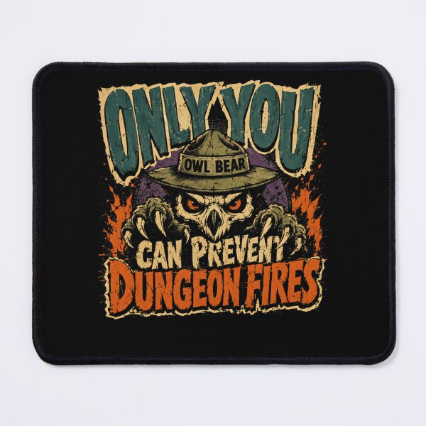Item preview, Only You Can Prevent Dungeon Fires Owl Bear Dungeons And Dragons Gamer Tabletop RPG designed and sold by HumansStuck12.