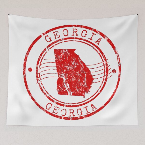Aperçu de l'œuvre Georgia State Map Vintage Red Rubber Stamp créée et vendue par chaaval.