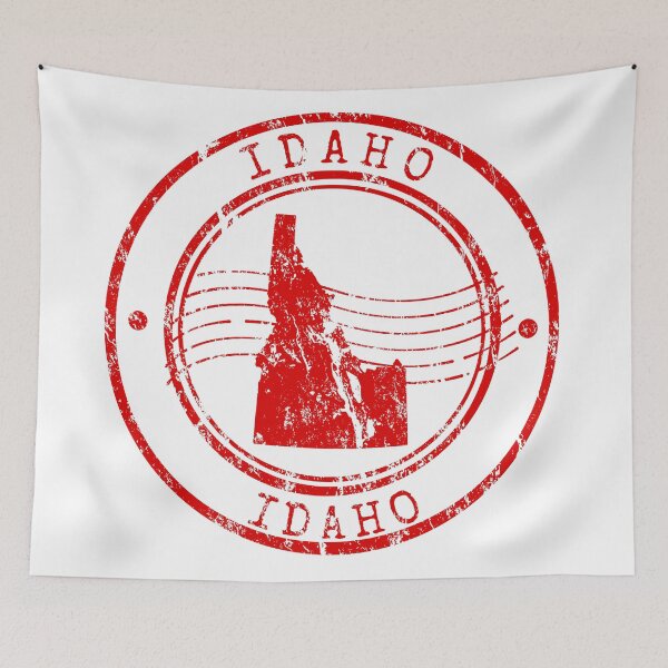 Aperçu de l'œuvre Idaho State Map Vintage Red Rubber Stam créée et vendue par chaaval.