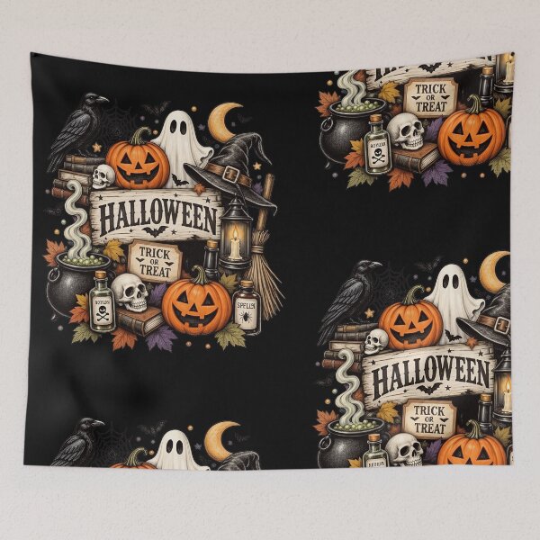Item preview, Halloween Spooky Ghost Pumpkin Witch Hat Raven designed and sold by JillLewis45577.