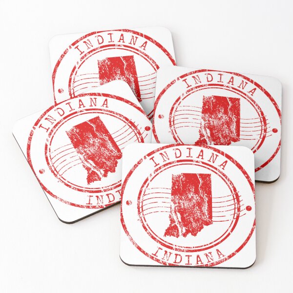 Item preview, Indiana State Map Vintage Red Rubber Stamp designed and sold by chaaval.
