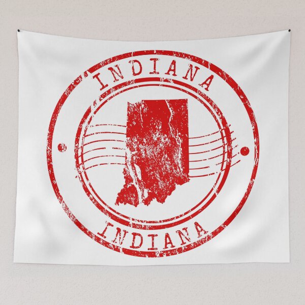 Aperçu de l'œuvre Indiana State Map Vintage Red Rubber Stamp créée et vendue par chaaval.