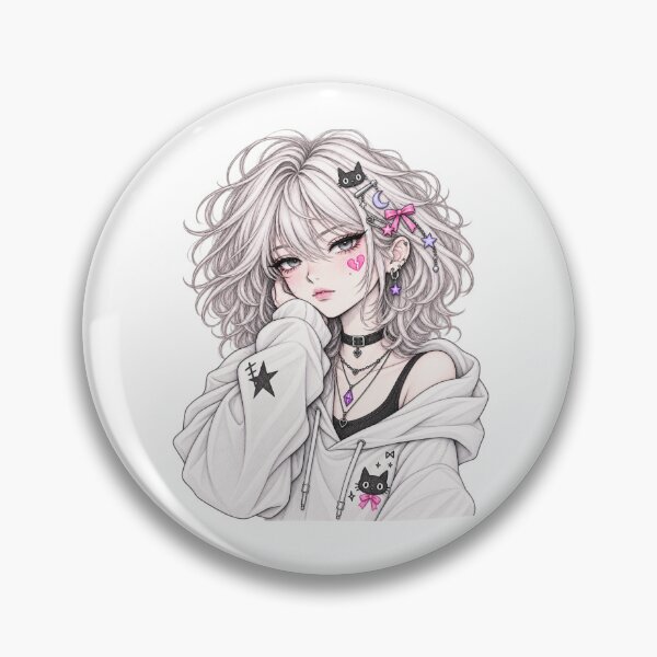Item preview, Kawaii Anime Girl Pencil Sketch Pastel Goth Art designed and sold by HimikoDesk.
