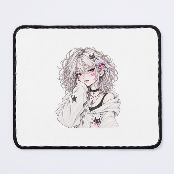 Item preview, Kawaii Anime Girl Pencil Sketch Pastel Goth Art designed and sold by HimikoDesk.