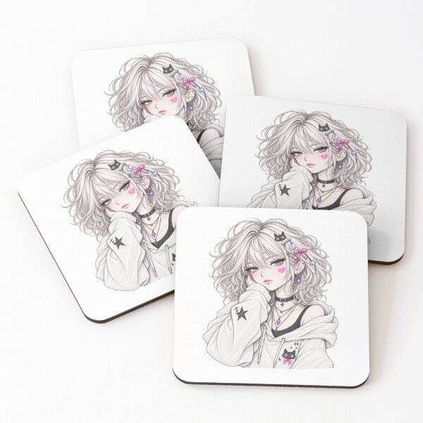 Item preview, Kawaii Anime Girl Pencil Sketch Pastel Goth Art designed and sold by HimikoDesk.