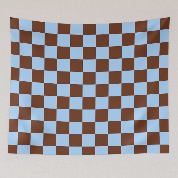 Item preview, Light Blue and Brown Checkerboard Grid designed and sold by OneThreeSix.