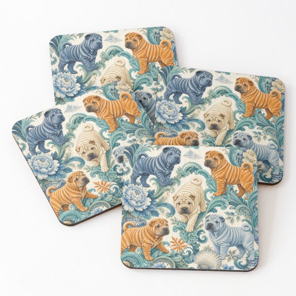 Item preview, Colorful Shar Peis in Floral Design designed and sold by Wags & Tails.