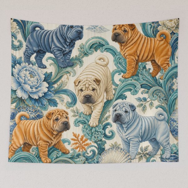 Item preview, Colorful Shar Peis in Floral Design designed and sold by Wags & Tails.