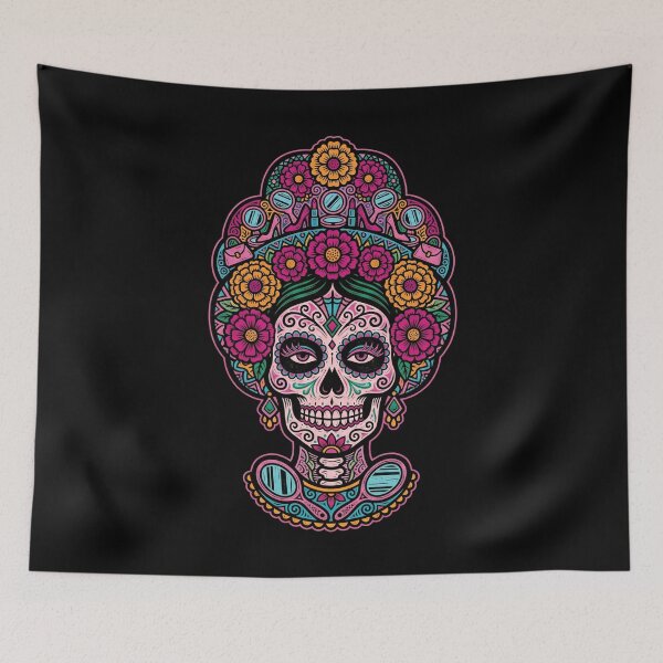 Item preview, Bimbo Calavera Sugar Skull Glamour Aesthetic Day of the Dead Art Print designed and sold by FreiherrPK.
