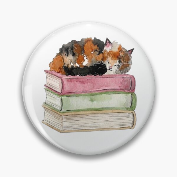 Item preview, Watercolour Cat Sitting on a Stack of Books designed and sold by art-by-natarsha.