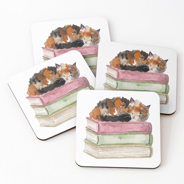 Item preview, Watercolour Cat Sitting on a Stack of Books designed and sold by art-by-natarsha.