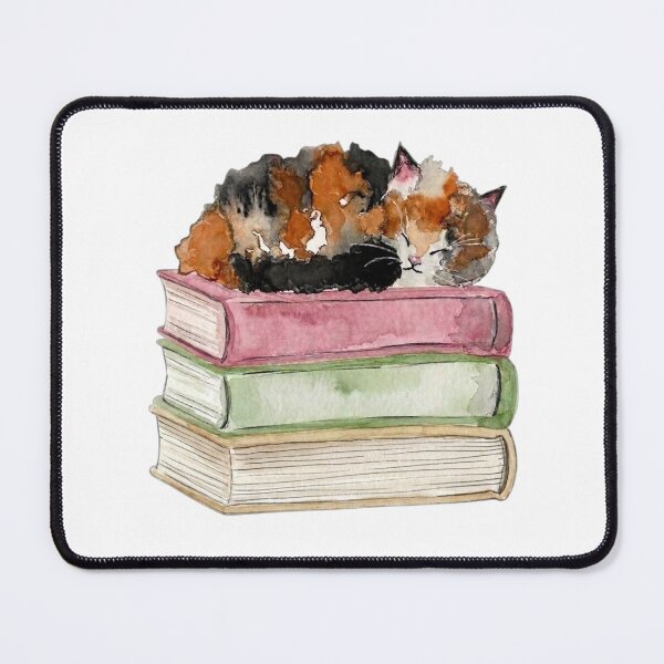 Item preview, Watercolour Cat Sitting on a Stack of Books designed and sold by art-by-natarsha.