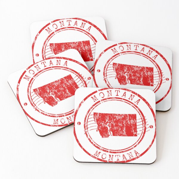 Item preview, Montana State Map Vintage Red Rubber Stamp designed and sold by chaaval.
