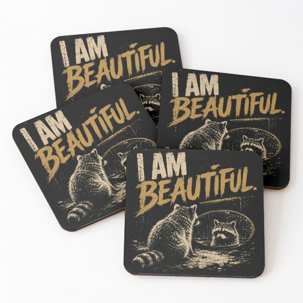 Item preview, I Am Beautiful Raccoon Animal Self Love Confidence designed and sold by RetroMini2026.