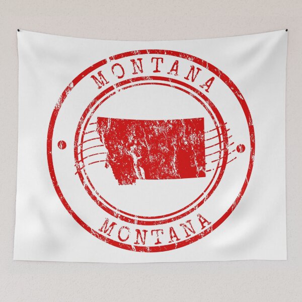 Aperçu de l'œuvre Montana State Map Vintage Red Rubber Stamp créée et vendue par chaaval.