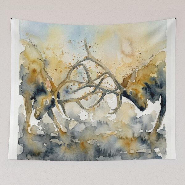 Item preview, Clashing Elk, Antlers Locked in Battle designed and sold by caracatita75.