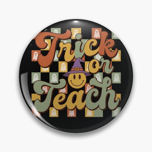 Item preview, Trick or Teach Groovy Retro Halloween Teacher Smiley Witch Hat 70s designed and sold by KreatoLab.