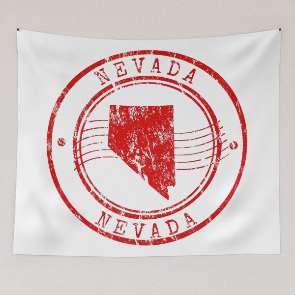 Aperçu de l'œuvre Nevada State Map Vintage Red Rubber Stamp créée et vendue par chaaval.