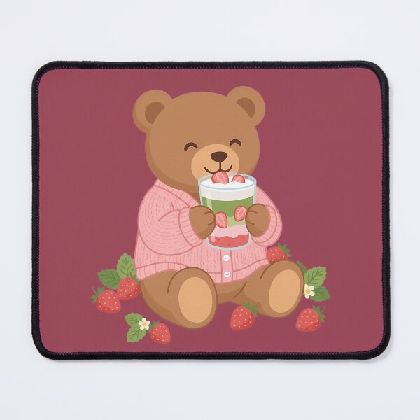 Item preview, Cute Bear Drinking Strawberry Matcha Latte Beverage designed and sold by DripCultureLab.