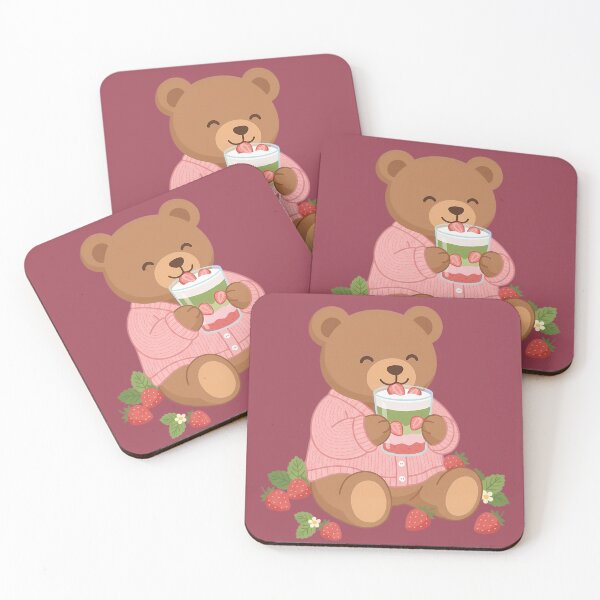 Item preview, Cute Bear Drinking Strawberry Matcha Latte Beverage designed and sold by DripCultureLab.