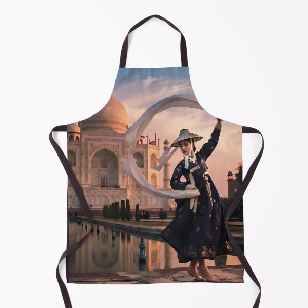 Item preview, Korean Traditional Dancer at Taj Mahal Art Print, Hanbok Cultural Fusion Design designed and sold by SOOstudio73.
