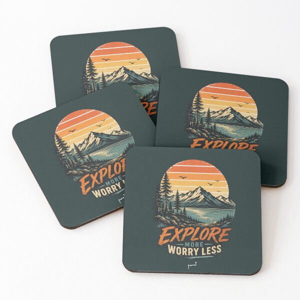 Item preview, Retro Explore More Worry Less Mountain Adventure designed and sold by Musamem  Designs.