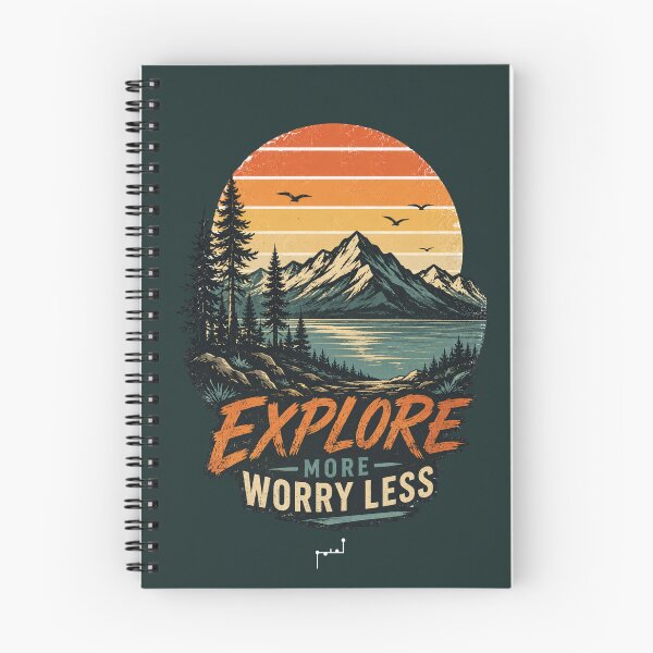 Item preview, Retro Explore More Worry Less Mountain Adventure designed and sold by Musamem  Designs.