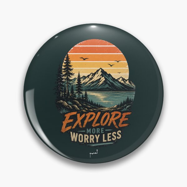 Item preview, Retro Explore More Worry Less Mountain Adventure designed and sold by Musamem  Designs.