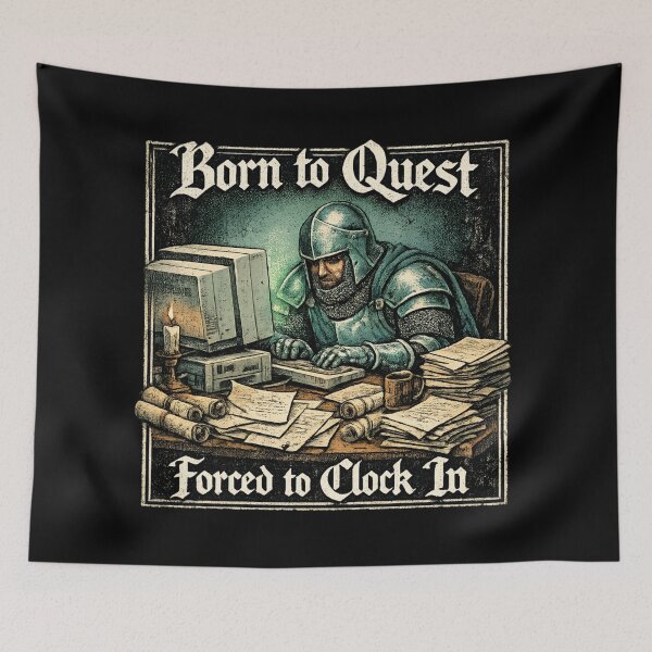 Item preview, Medieval Office Warrior – Forced to Clock In designed and sold by SidTastic .