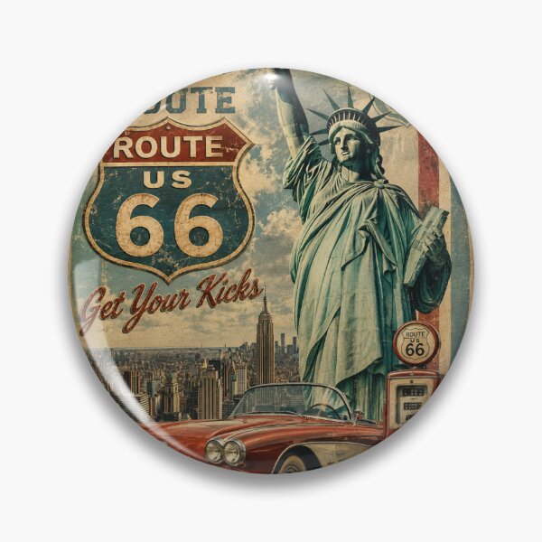 Item preview, Statue of Liberty Route 66 Retro Vintage Americana Road Trip Poster designed and sold by AstraDrip Studio.